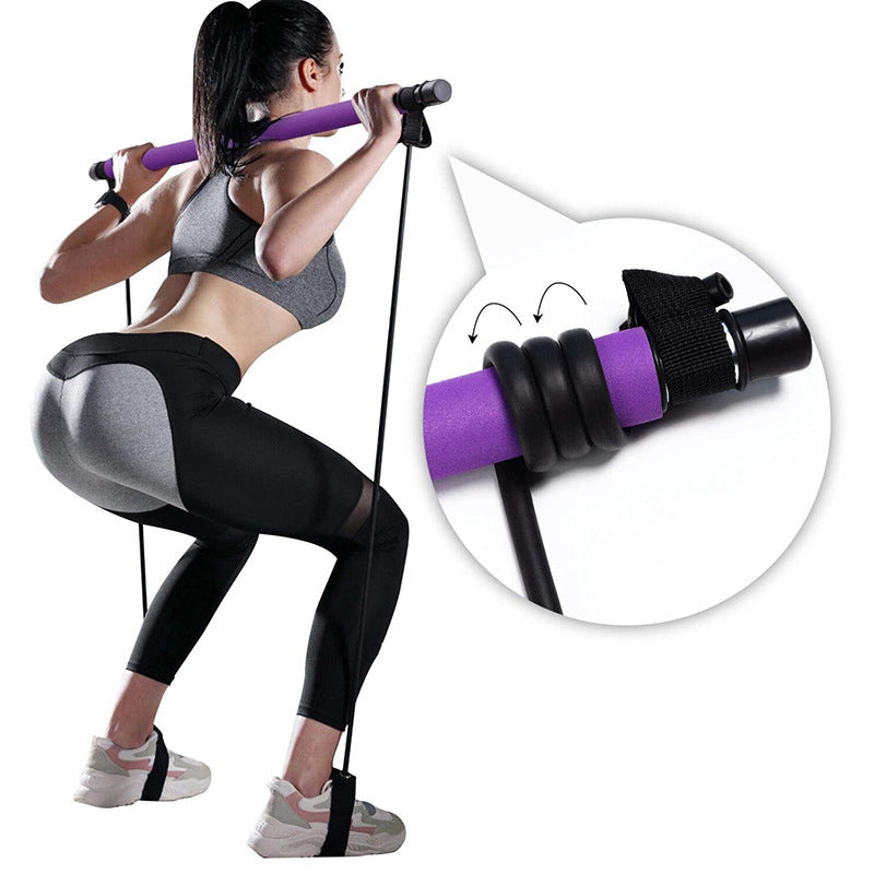 Fitness Yoga Pilates Bar Portable Gym Accessories Sport Elastic Bodybuilding Resistance Ba