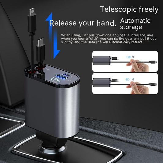 Metal Car Charger 100W Super Fast Charging Car Cigarette Lighter Usb And Type-C Adapter