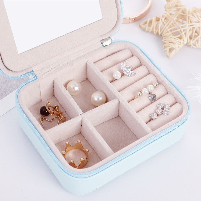 Women's Mini Earrings Rings Jewelry Box Useful Makeup Organizer With Zipper Travel Portabl