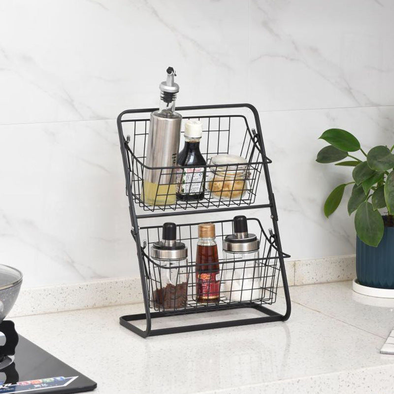 Stainless Steel Countertops Multilayer Spice Rack Fruit Kitchen Storage Kitchen Storage Ra