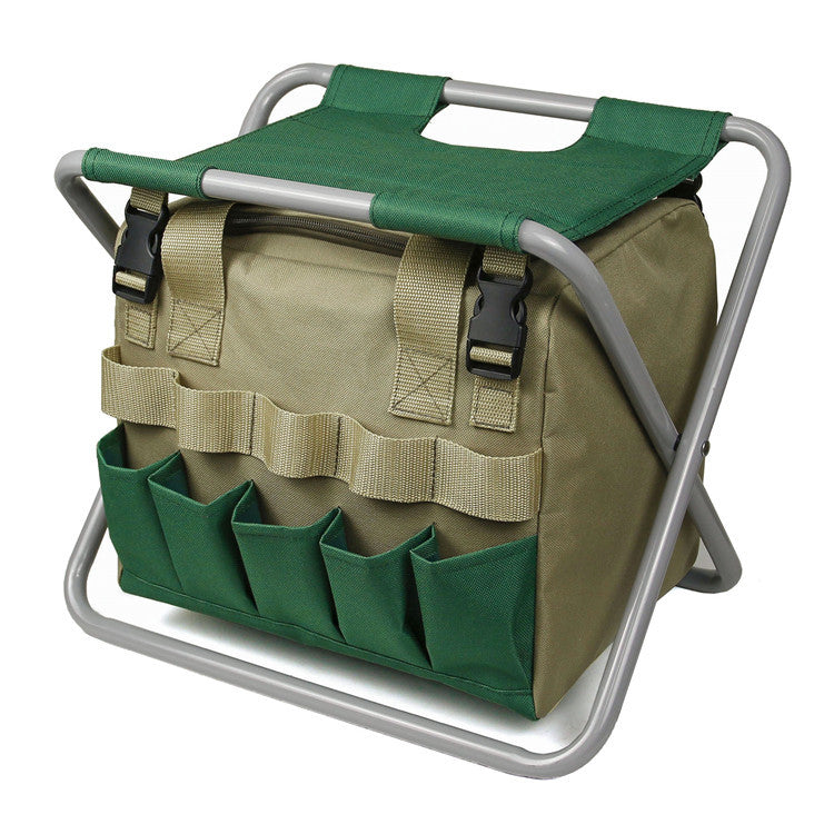 Gardening Stool With Tote Bag Chair Garden Tools Set Organizer, Folding Garden Seat Garden