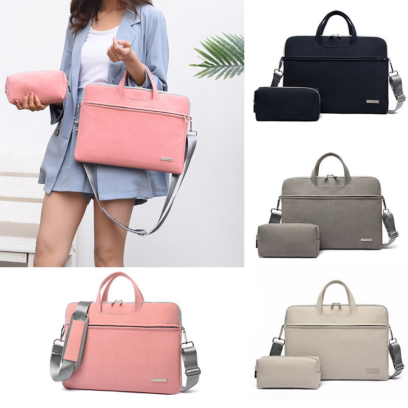 Pu Leather Women Laptop Bag Notebook Carrying Case Briefcase For Macbook Air 13.3 14 15.6