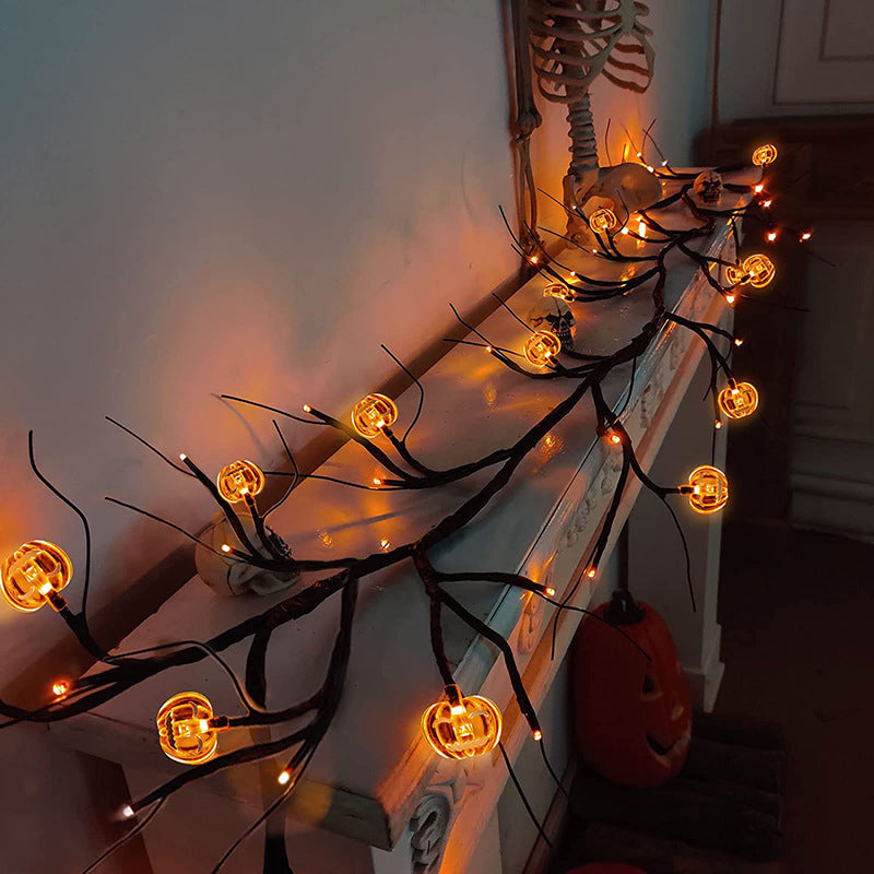Halloween Led Willow Vine String Light Cool Cartoon Bat Pumpkin Decoration For Indoor Outd