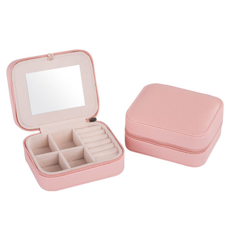 Women's Mini Earrings Rings Jewelry Box Useful Makeup Organizer With Zipper Travel Portabl