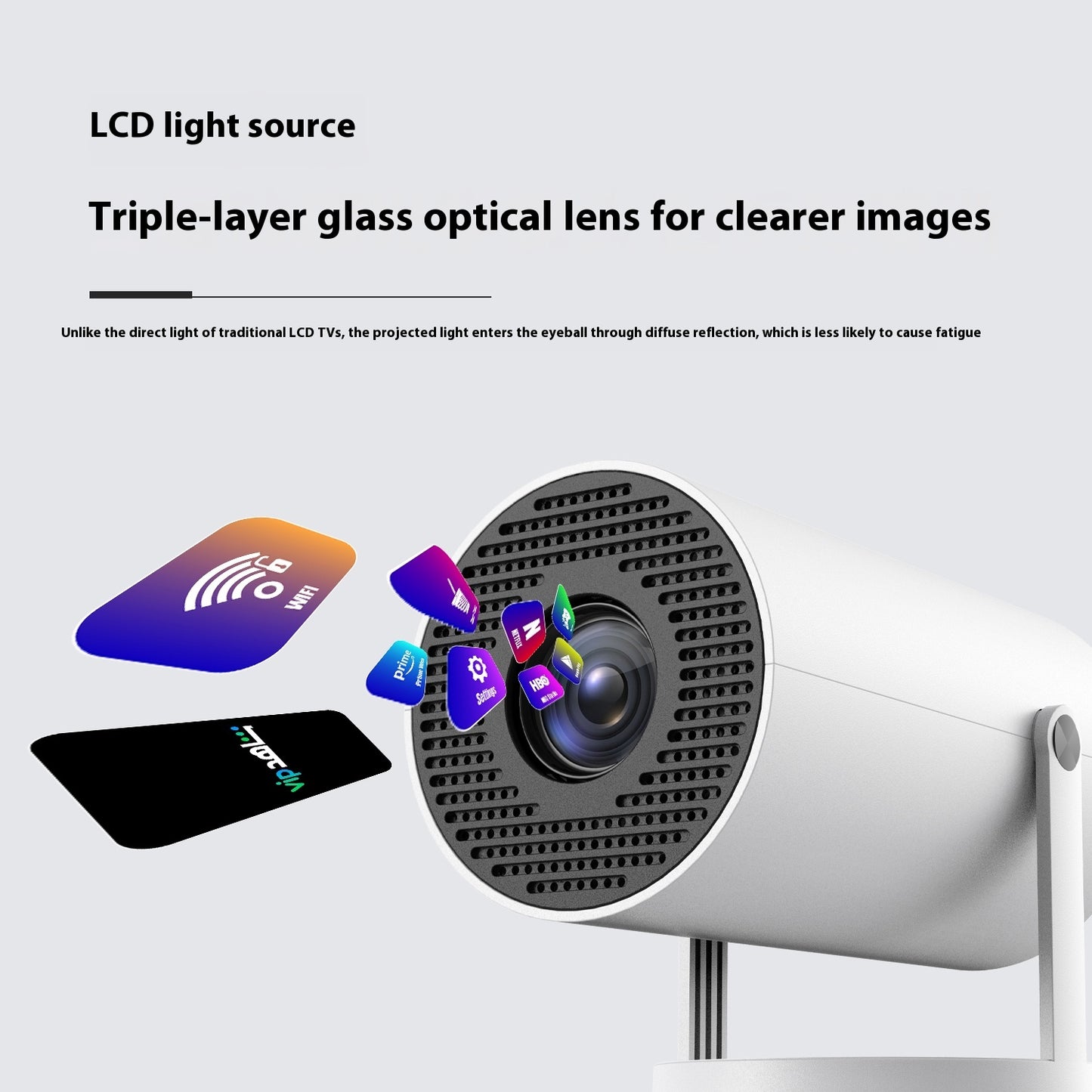 Portable Projector Small Straight Projector For Home Use 180 Degrees Projection Angle Auto