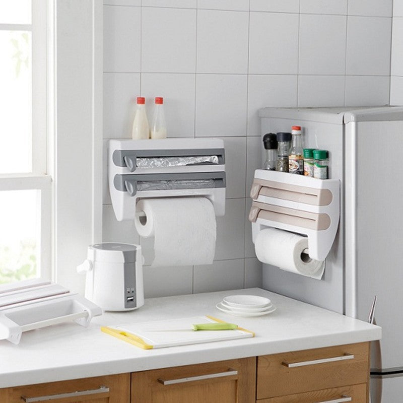 4-In-1 Kitchen Roll Holder Dispenser Kitchen Foil Film Wrap Tissue Paper 4 In 1 Kitchen Ro