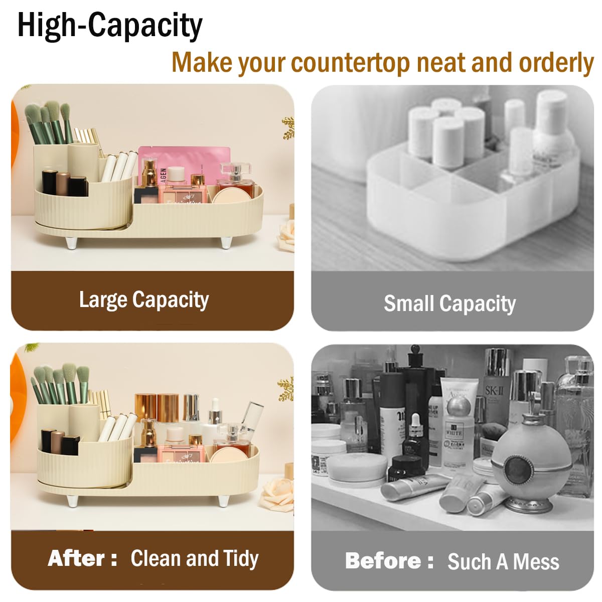 Makeup Organizer Countertop Rotating Makeup Organizer For Vanity Large Capacity Cosmetic D