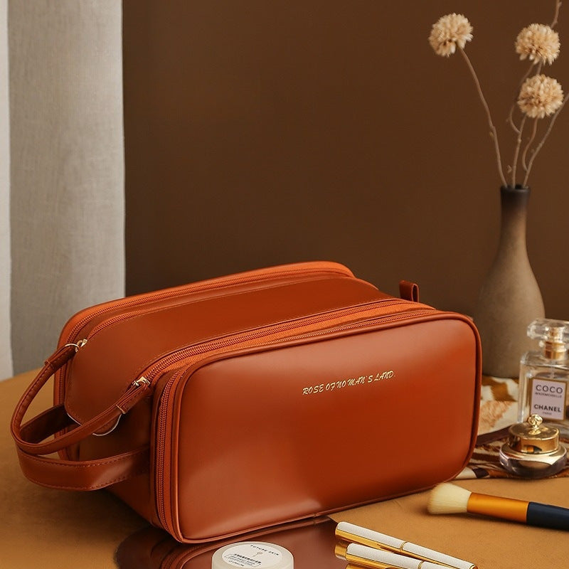 Three-Layer Double Zipper U-Shaped Design Cosmetic Bag Fashion High Capacity Make Up Bags