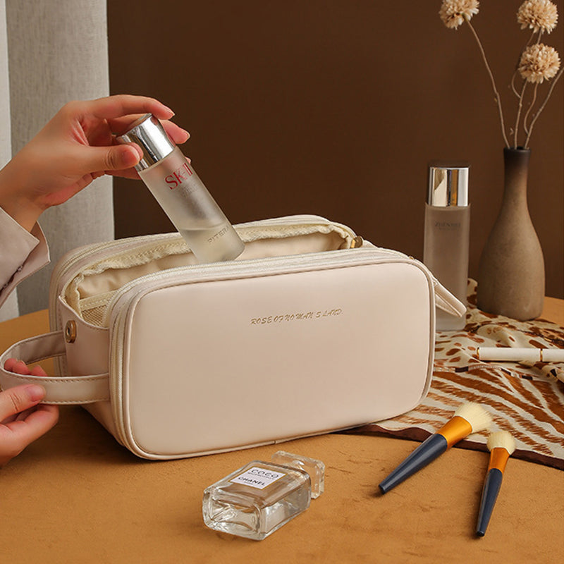 Three-Layer Double Zipper U-Shaped Design Cosmetic Bag Fashion High Capacity Make Up Bags