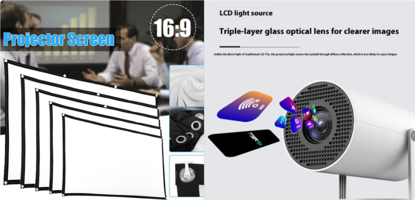 Portable Projector Small Straight Projector For Home Use 180 Degrees Projection Angle Auto