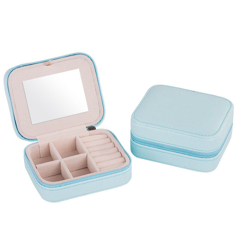 Women's Mini Earrings Rings Jewelry Box Useful Makeup Organizer With Zipper Travel Portabl