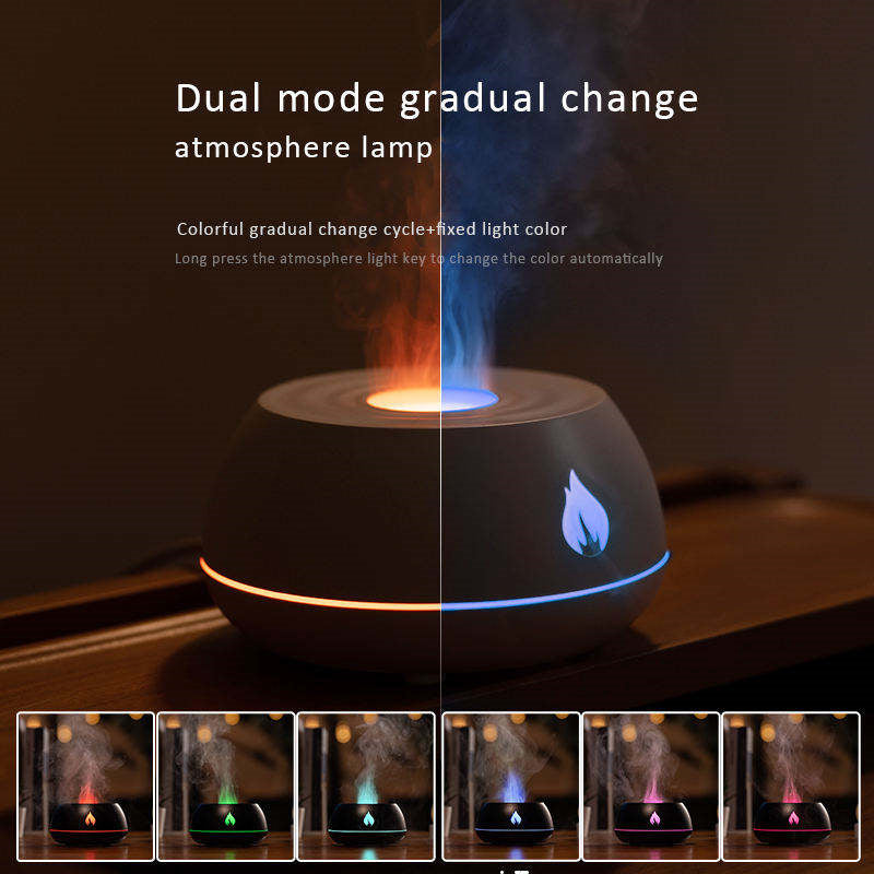 Flame Humidifier Aromatherapy Diffuser 7 Colors Light Home Air Humidifier 130Ml Usb Room F