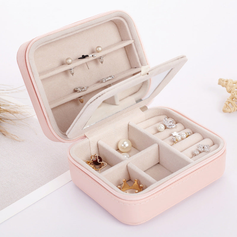 Women's Mini Earrings Rings Jewelry Box Useful Makeup Organizer With Zipper Travel Portabl