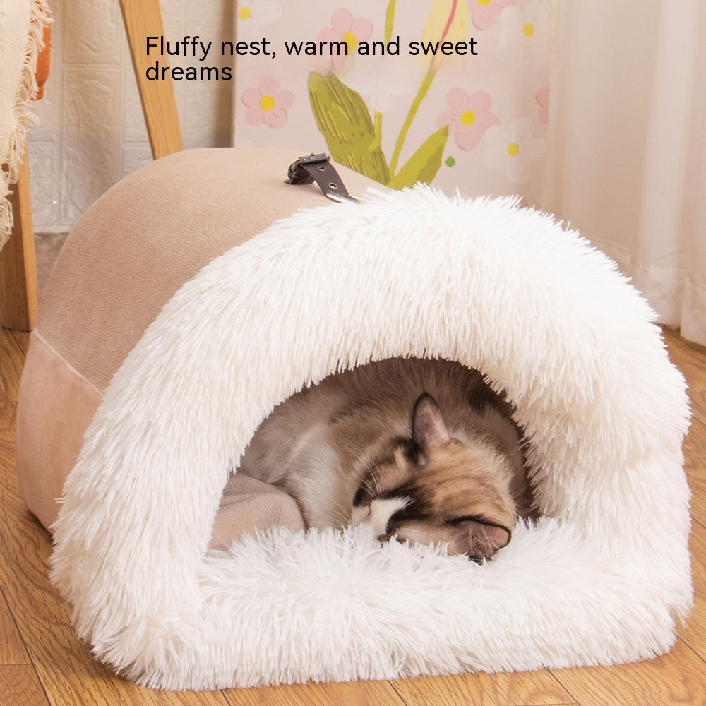 Splice Portable Pet Nest Portable Autumn And Winter Warm Dog Nest Moisture-Proof Long Fur