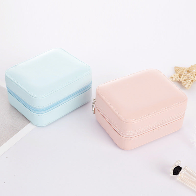 Women's Mini Earrings Rings Jewelry Box Useful Makeup Organizer With Zipper Travel Portabl