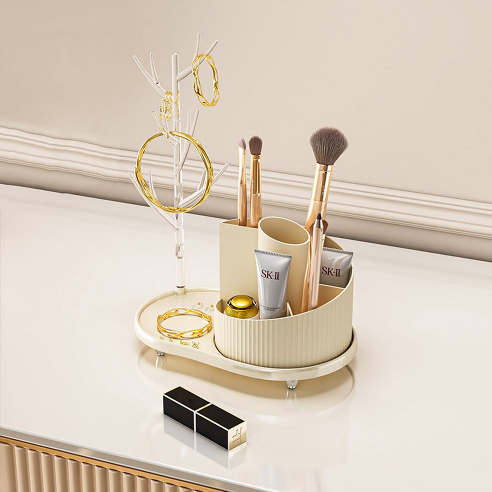 360 Rotating Makeup Organizer with Jewelry Storage