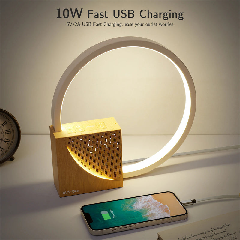 Bedside Lamp Touch Table Lamp With Natural Sounds, Desk Lamp With Alarm Clock, Touch Contr