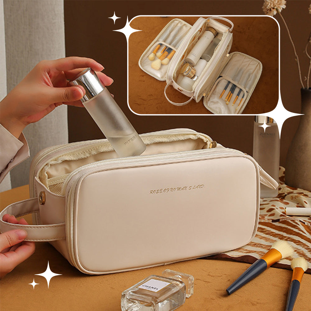 Three-Layer Double Zipper U-Shaped Design Cosmetic Bag Fashion High Capacity Make Up Bags