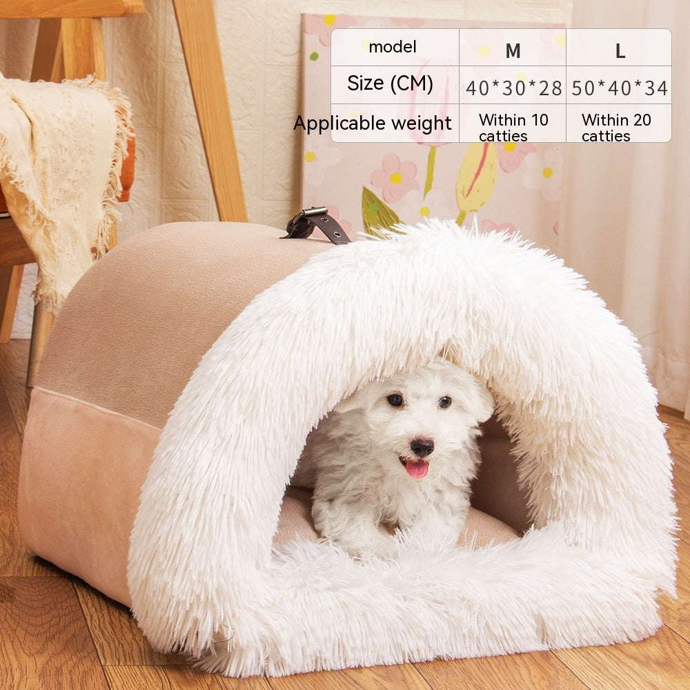 Splice Portable Pet Nest Portable Autumn And Winter Warm Dog Nest Moisture-Proof Long Fur