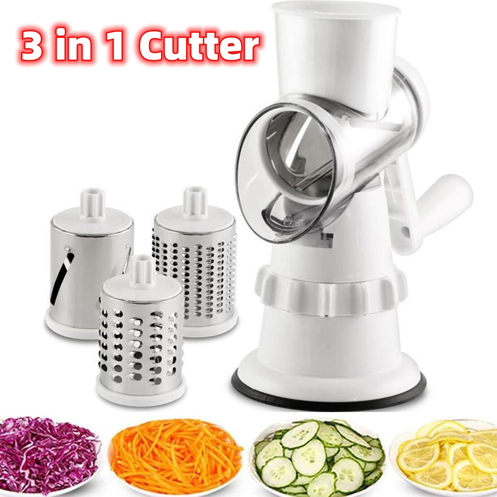 3 In 1 Vegetable Slicer Manual Kitchen Accessories Grater For Vegetable Cutter Round Chopp