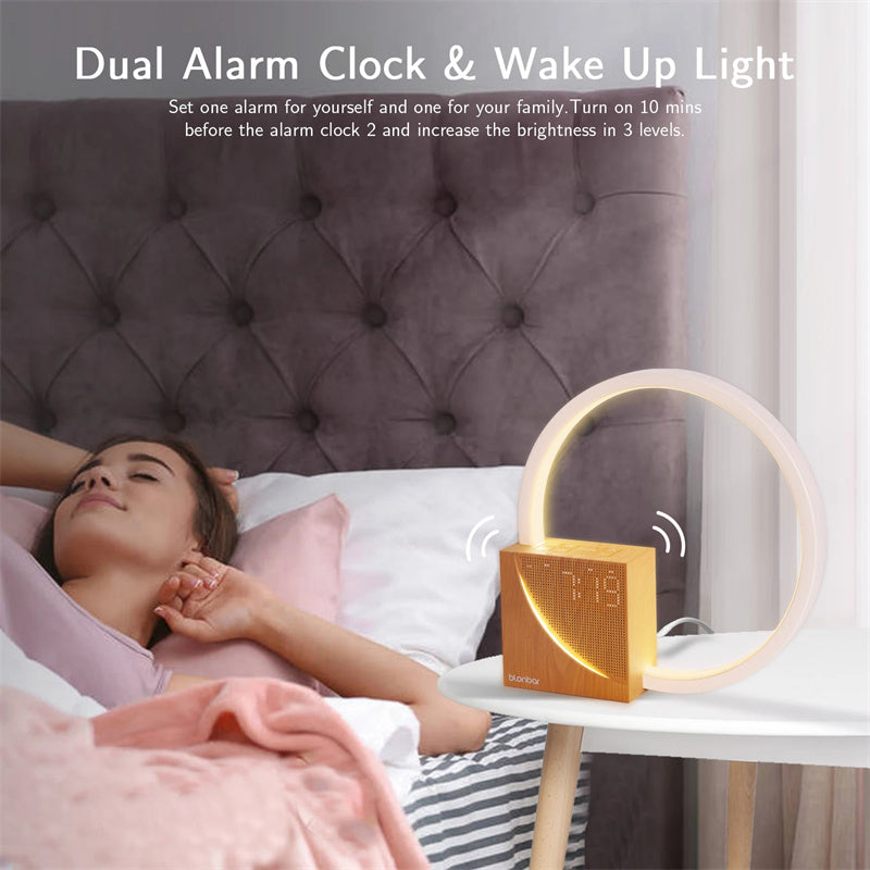 Bedside Lamp Touch Table Lamp With Natural Sounds, Desk Lamp With Alarm Clock, Touch Contr