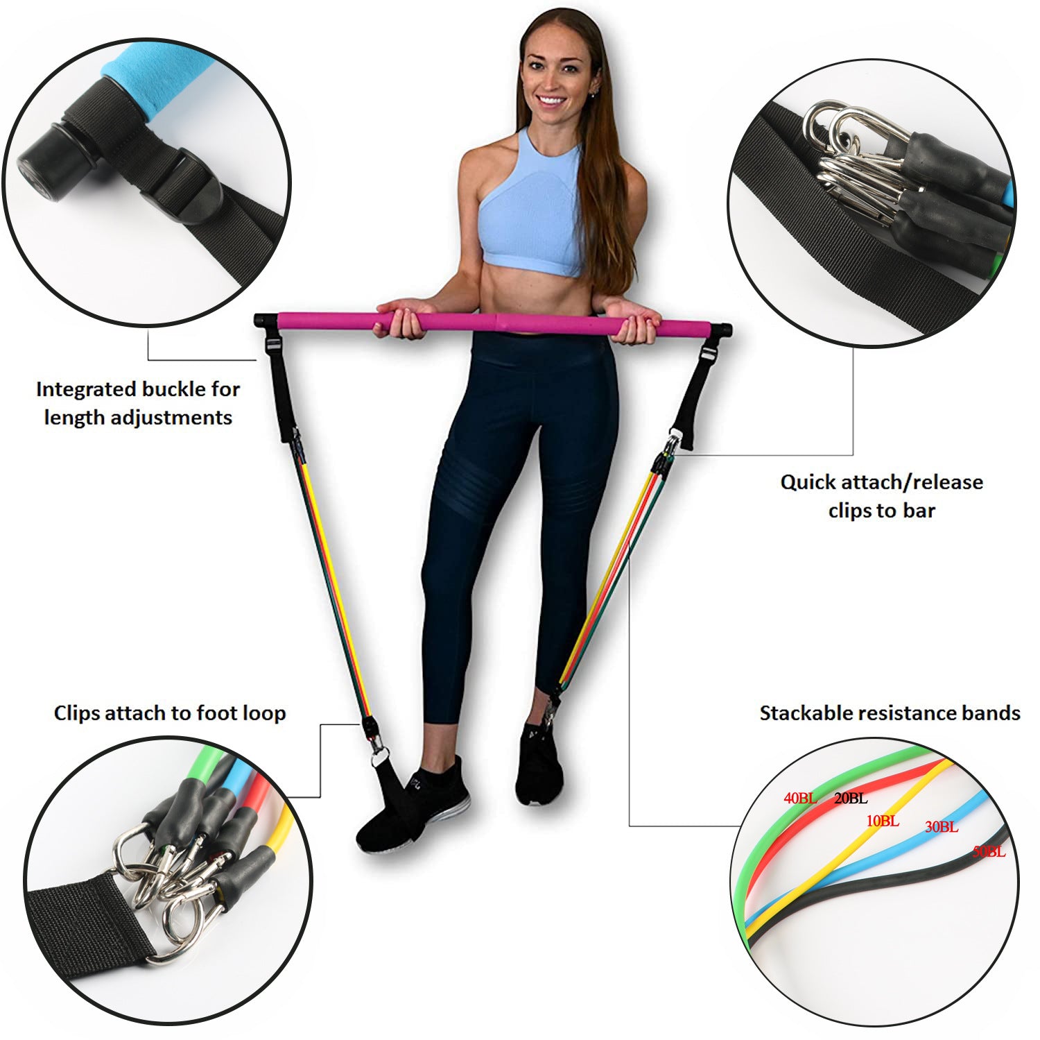 Fitness Yoga Pilates Bar Portable Gym Accessories Sport Elastic Bodybuilding Resistance Ba