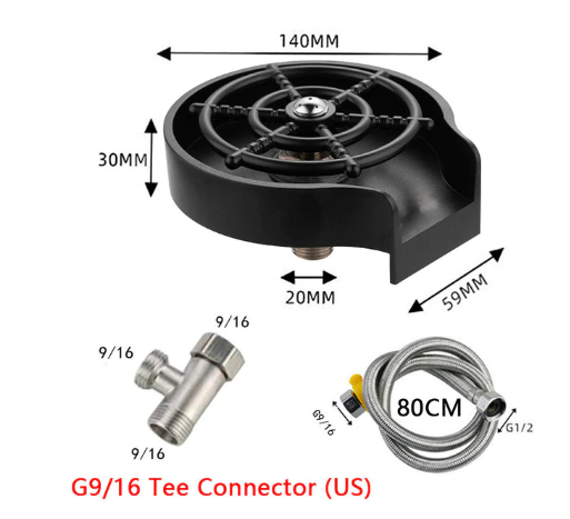 Bar Counter Cup Washer Sink High-Pressure Spray Automatic Faucet Coffee Pitcher Wash Cup T