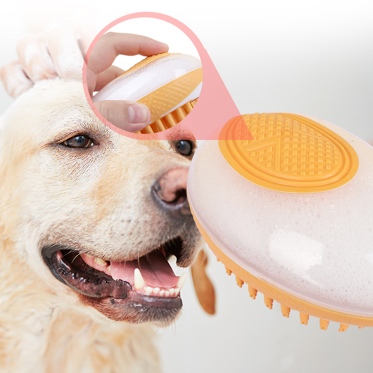 Dog Cat Bath Brush 2-In-1 Pet Spa Massage Comb Soft Silicone Pets Shower Hair Grooming Cmo
