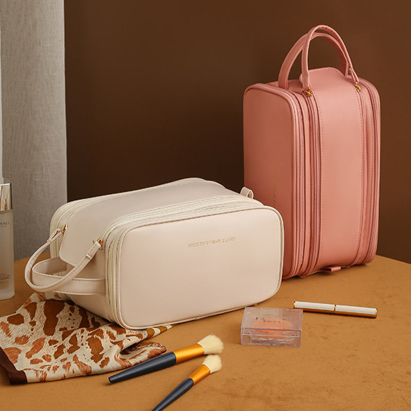 Three-Layer Double Zipper U-Shaped Design Cosmetic Bag Fashion High Capacity Make Up Bags