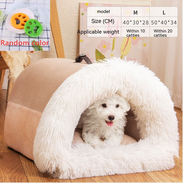 Splice Portable Pet Nest Portable Autumn And Winter Warm Dog Nest Moisture-Proof Long Fur