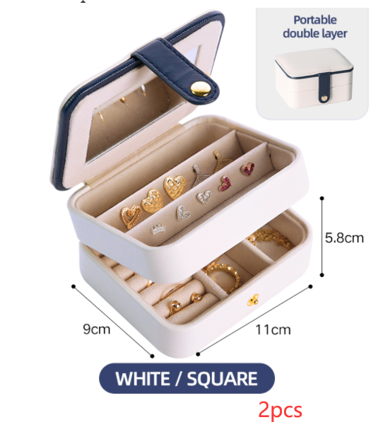 Jewelry Storage Box Desktop Dustproof Earrings Earrings Necklace Storage Box Screen Foldin