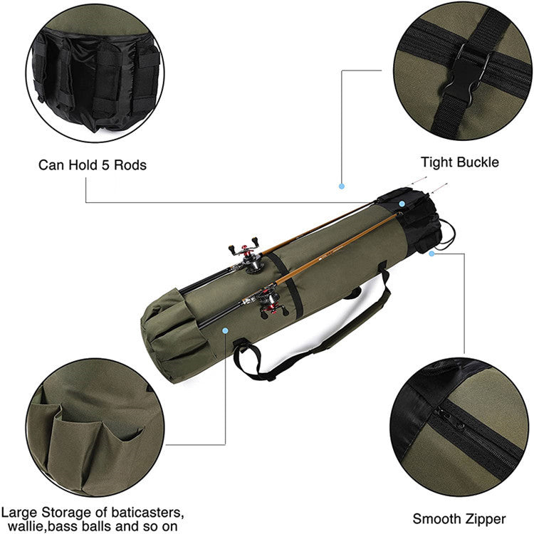 Cylinder Outdoor Fishing Bag Multifunctional Fishing Rod Bag Sea Rod Fishing Gear Storage