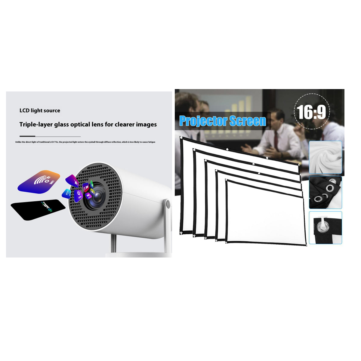 Portable Projector Small Straight Projector For Home Use 180 Degrees Projection Angle Auto
