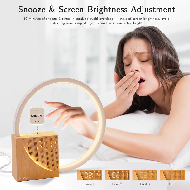 Bedside Lamp Touch Table Lamp With Natural Sounds, Desk Lamp With Alarm Clock, Touch Contr