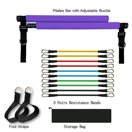 Fitness Yoga Pilates Bar Portable Gym Accessories Sport Elastic Bodybuilding Resistance Ba