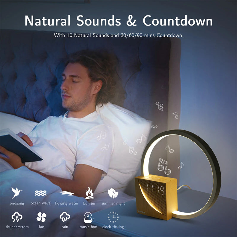 Bedside Lamp Touch Table Lamp With Natural Sounds, Desk Lamp With Alarm Clock, Touch Contr