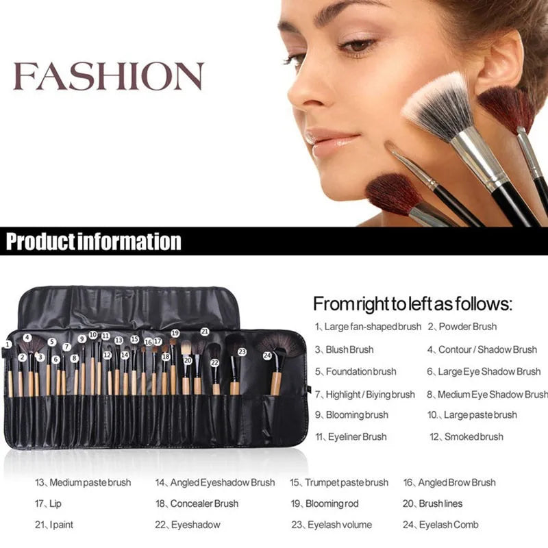 Gift Bag Of 24 Pcs Makeup Brush Sets Professional Cosmetics Brushes Eyebrow Powder Foundat