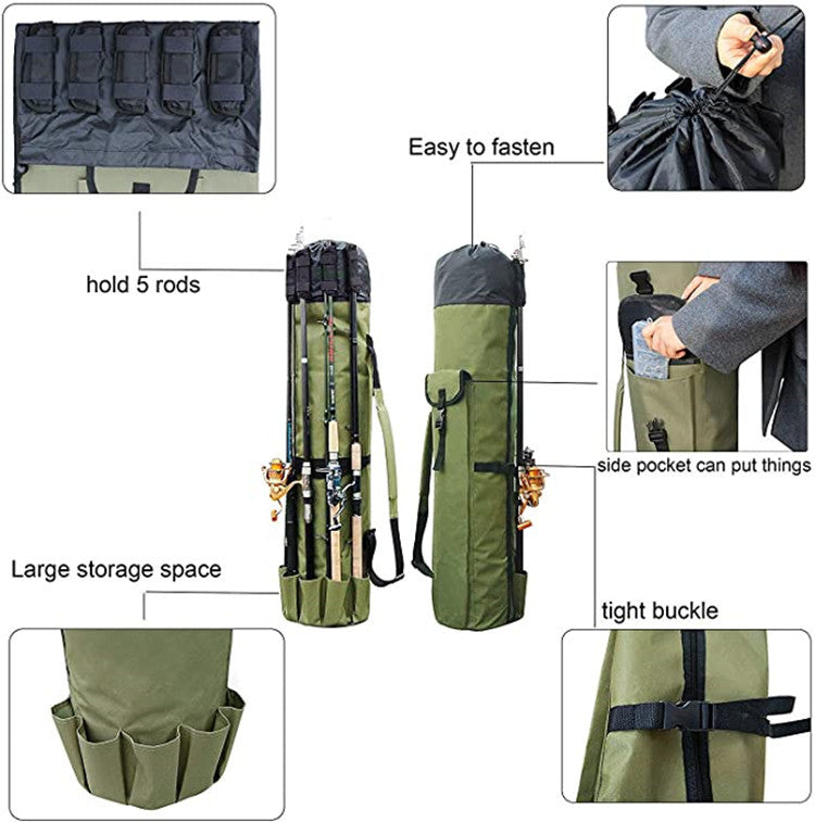 Cylinder Outdoor Fishing Bag Multifunctional Fishing Rod Bag Sea Rod Fishing Gear Storage