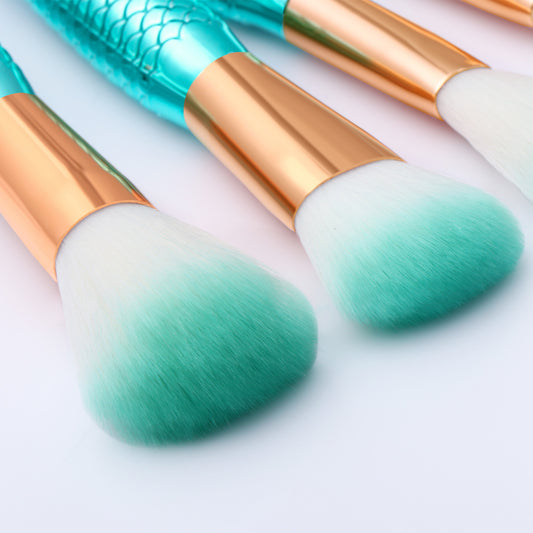 11Pcs Makeup Brushes Kit Maquiagem Maquillaje Mermaid Foundation Eyebrow Eyeliner Cosmetic