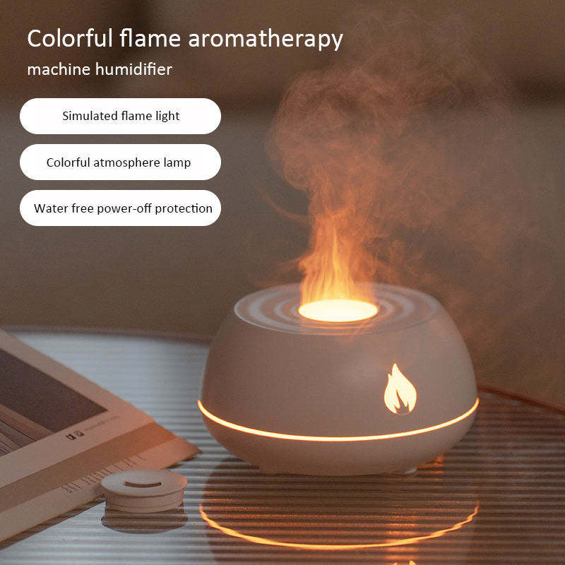 Flame Humidifier Aromatherapy Diffuser 7 Colors Light Home Air Humidifier 130Ml Usb Room F