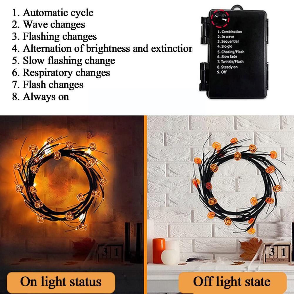 Halloween Led Willow Vine String Light Cool Cartoon Bat Pumpkin Decoration For Indoor Outd
