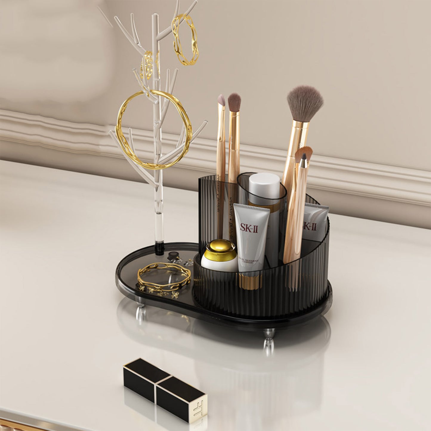 360 Rotating Makeup Organizer with Jewelry Storage