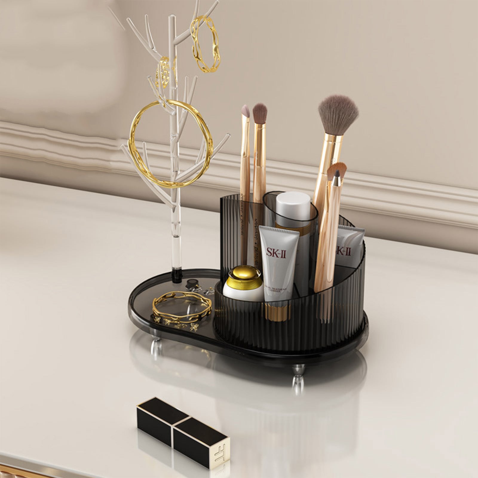 360 Rotating Makeup Organizer with Jewelry Storage