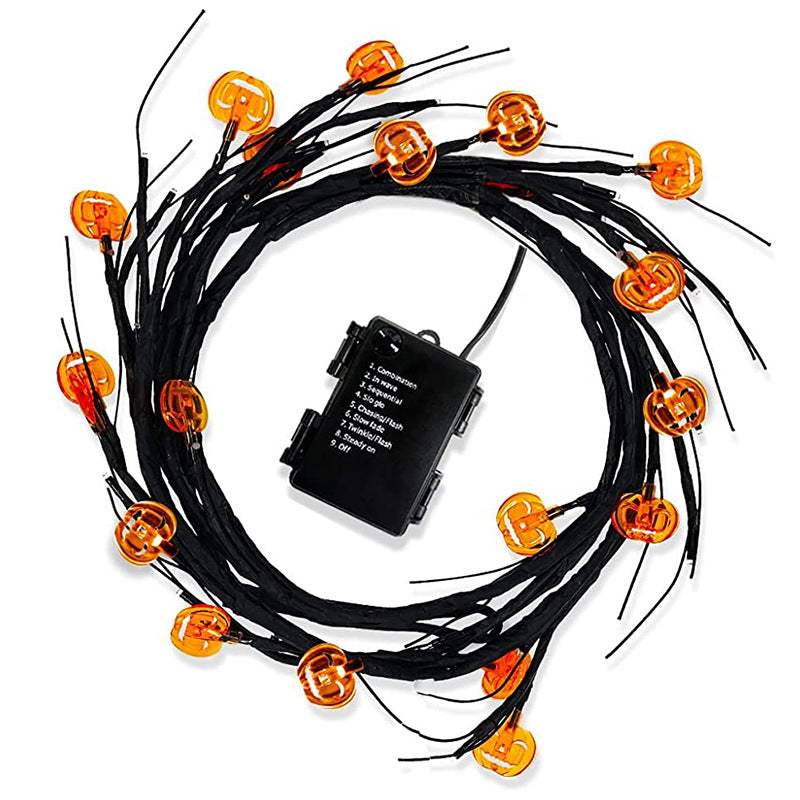 Halloween Led Willow Vine String Light Cool Cartoon Bat Pumpkin Decoration For Indoor Outd