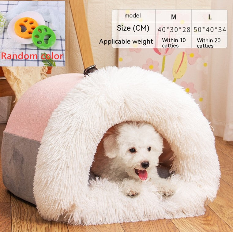 Splice Portable Pet Nest Portable Autumn And Winter Warm Dog Nest Moisture-Proof Long Fur