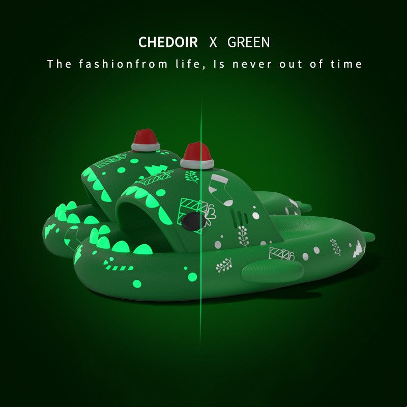 Halloween And Christmas Shoes Ins Luminous Shark Slippers Couple Men Women House Shoes Non