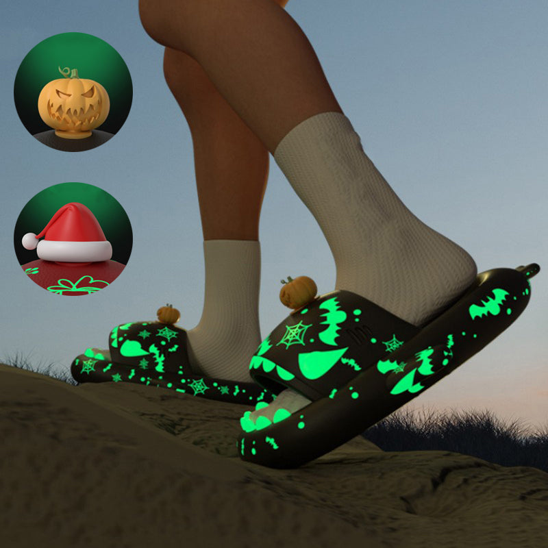Halloween And Christmas Shoes Ins Luminous Shark Slippers Couple Men Women House Shoes Non