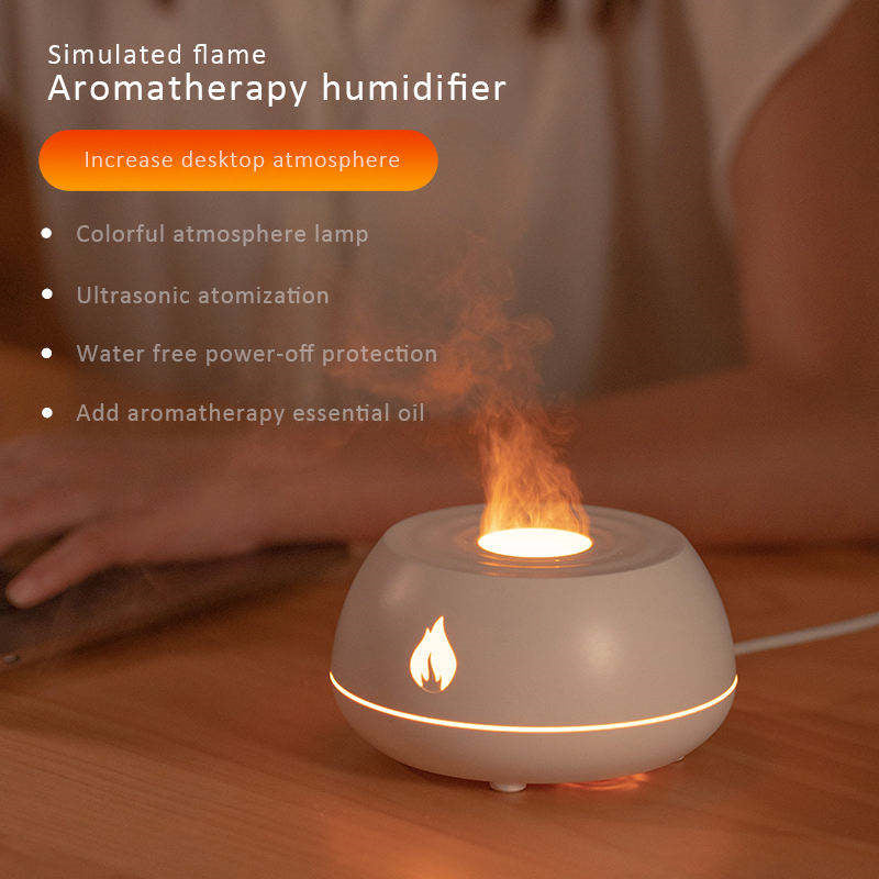 Flame Humidifier Aromatherapy Diffuser 7 Colors Light Home Air Humidifier 130Ml Usb Room F