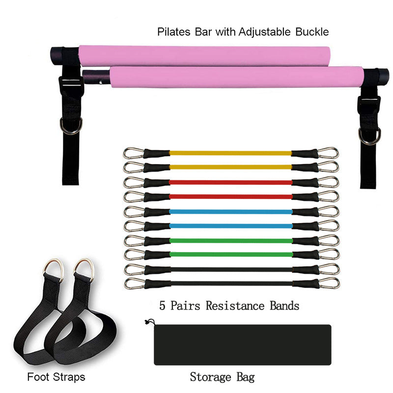 Fitness Yoga Pilates Bar Portable Gym Accessories Sport Elastic Bodybuilding Resistance Ba