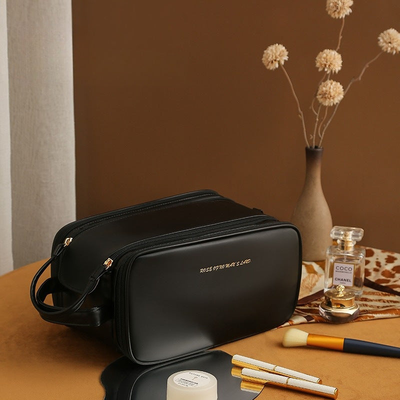 Three-Layer Double Zipper U-Shaped Design Cosmetic Bag Fashion High Capacity Make Up Bags